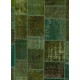 6'6" x 9'10" Green Colored Patchwork Rug