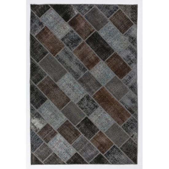 200x300 cm ( 6.6 x 9.10 Ft. ) Gray, Brown, Black color Patchwork Rug