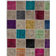200x300 cm Multicolor PATCHWORK Rug Handmade from OVERDYED Vintage Turkish Carpets