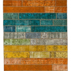 260x300 cm Multicolor Gradient PATCHWORK Rug Handmade from OVERDYED Vintage Turkish Carpets
