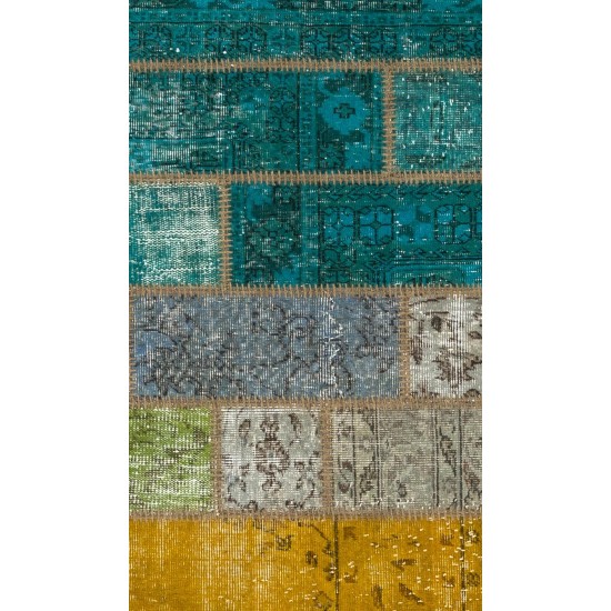 200x300 cm Multicolor Gradient PATCHWORK Rug Handmade from OVERDYED Vintage Turkish Carpets