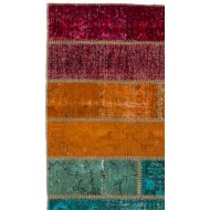 200x300 cm Multicolor Gradient PATCHWORK Rug Handmade from OVERDYED Vintage Turkish Carpets