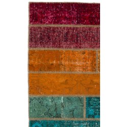 260x300 cm Multicolor Gradient PATCHWORK Rug Handmade from OVERDYED Vintage Turkish Carpets