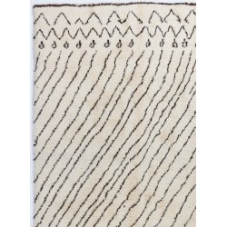 Ivory color MOROCCAN Berber Beni Ourain Design Rug with Brown Lines, HANDMADE, 100% Wool