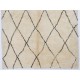 MOROCCAN Berber Beni Ourain Design Rug with Brown Diamond Shaped Patterns, HANDMADE, 100% Wool