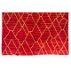 Red Color Moroccan Berber Beni Ourain Design Rug, Handmade of 100% Fine Handspun Wool
