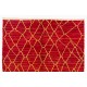 Red Color Moroccan Berber Beni Ourain Design Rug, Handmade of 100% Fine Handspun Wool