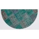 Circular Round Turquoise Blue Color PATCHWORK Rug 