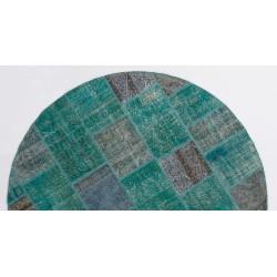 Circular Round Turquoise Blue Color PATCHWORK Rug 
