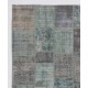 8' x 10' (245 x 305 cm) Light Blue & Turquoise Patchwork Rug