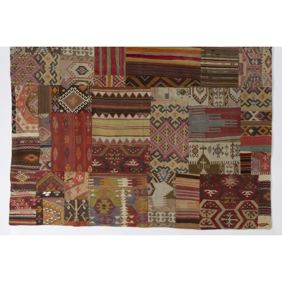 245x365 cm ( 8x12 ft.) a Unique Patchwork Rug, Handmade from Vintage Turkish Kilims (Flatweaves)