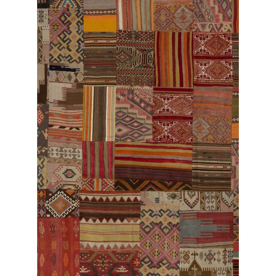 245x365 cm ( 8x12 ft.) a Unique Patchwork Rug, Handmade from Vintage Turkish Kilims (Flatweaves)
