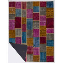 9' x 12' (275x366 cm) Multi-color PATCHWORK Rug Handmade from OVERDYED Vintage Turkish Carpets 