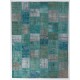200x300 cm (6'6" x 9'10")  Turquoise, Teal and light Sky Blue Vintage Patchwork Rug