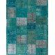 200x300 cm (6'6" x 9'10")  Turquoise, Teal and light Sky Blue Vintage Patchwork Rug