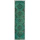 Teal Over-Dyed Vintage Handmade Turkish Runner Rug, Unique Corridor Carpet. 3.4 x 12.9 Ft (101 x 391 cm)
