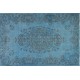 Light Blue Over-Dyed Vintage Handmade Turkish Rug. 4 x 6.9 Ft (120 x 210 cm)