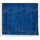 Blue Over-Dyed Vintage Handmade Turkish Rug. 4 x 7.2 Ft (121 x 217 cm)