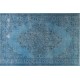 Blue Overdyed Vintage Handmade Turkish Rug. 4.9 x 9.7 Ft (148 x 293 cm)
