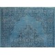 Blue Overdyed Vintage Handmade Turkish Rug. 4.9 x 9.7 Ft (148 x 293 cm)