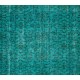 Teal Overdyed Vintage Handmade Turkish Rug. 5 x 7.4 Ft (150 x 224 cm)