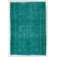 Teal Overdyed Vintage Handmade Turkish Rug. 5 x 7.4 Ft (150 x 224 cm)