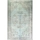 Light Blue Over-Dyed Vintage Handmade Turkish Rug. 5 x 7.7 Ft (153 x 234 cm)