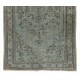 Light Blue Over-Dyed Vintage Handmade Turkish Rug. 5 x 8.6 Ft (154 x 262 cm)
