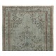Light Blue Over-Dyed Vintage Handmade Turkish Rug. 5 x 8.6 Ft (154 x 262 cm)