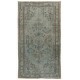 Light Blue Over-Dyed Vintage Handmade Turkish Rug. 5 x 8.6 Ft (154 x 262 cm)