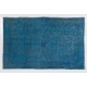 Blue Over-Dyed Vintage Handmade Turkish Rug. 5 x 7.9 Ft (155 x 240 cm)