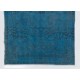 Blue Over-Dyed Vintage Handmade Turkish Rug. 5 x 7.9 Ft (155 x 240 cm)