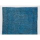 Blue Over-Dyed Vintage Handmade Turkish Rug. 5 x 7.9 Ft (155 x 240 cm)