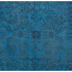 Blue Over-Dyed Vintage Handmade Turkish Rug. 5 x 7.9 Ft (155 x 240 cm)