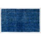 Blue Over-Dyed Vintage Handmade Turkish Rug. 5.3 x 8.6 Ft (159 x 261 cm)