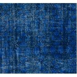 Blue Over-Dyed Vintage Handmade Turkish Rug. 5.3 x 8.6 Ft (159 x 261 cm)