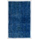 Blue Over-Dyed Vintage Handmade Turkish Rug. 5.3 x 8.6 Ft (159 x 261 cm)