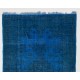 Blue Over-Dyed Vintage Handmade Turkish Rug, Woolen Floor Covering. 5.4 x 8.6 Ft (162 x 260 cm)