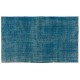 Blue Over-Dyed Vintage Handmade Turkish Rug. 5.4 x 8.8 Ft (163 x 267 cm)