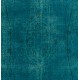Teal Over-Dyed Vintage Handmade Turkish Rug. 5.6 x 8.9 Ft (168 x 269 cm)