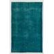 Teal Over-Dyed Vintage Handmade Turkish Rug. 5.6 x 8.9 Ft (168 x 269 cm)