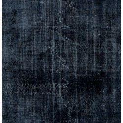 Navy Blue Over-Dyed Vintage Handmade Turkish Rug, Authentic Home Decor Carpet. 5.6 x 9.6 Ft (168 x 292 cm)