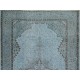 Light Blue Overdyed Vintage Hand-Knotted Turkish Area Rug. 5.7 x 9.3 Ft (172 x 283 cm)