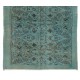 Light Blue Over-Dyed Vintage Handmade Turkish Rug, Authentic Home Decor Carpet. 5.8 x 9.4 Ft (176 x 285 cm)
