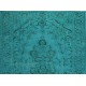 Aqua Blue Overdyed Vintage Hand-Knotted Turkish Area Rug. 5.9 x 10.2 Ft (177 x 308 cm)