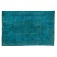 Teal Overdyed Vintage Hand-Knotted Turkish Area Rug, Ideal for Modern Home & Office Decor. 6 x 9.4 Ft (180 x 285 cm)