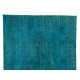 Teal Overdyed Vintage Hand-Knotted Turkish Area Rug, Ideal for Modern Home & Office Decor. 6 x 9.4 Ft (180 x 285 cm)