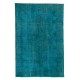 Teal Overdyed Vintage Hand-Knotted Turkish Area Rug, Ideal for Modern Home & Office Decor. 6 x 9.4 Ft (180 x 285 cm)