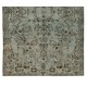 Light Blue Over-Dyed Vintage Handmade Turkish Area Rug, Floral Garden Design Carpet. 6 x 9.7 Ft (184 x 294 cm)