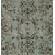 Light Blue Over-Dyed Vintage Handmade Turkish Area Rug, Floral Garden Design Carpet. 6 x 9.7 Ft (184 x 294 cm)